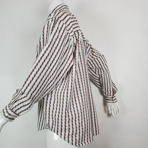 Vintage 90's Row One White Floral Oversized Button-Up Shirt - Picture 4 of 10